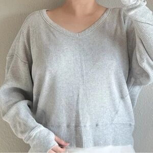 Offline by Aerie gray color long sleeve waffle knit size medium.